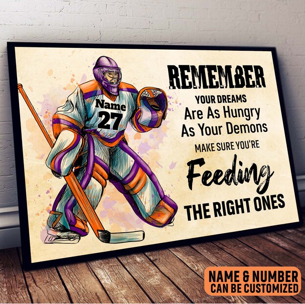 Ice Hockey Player Remember Poster – Personalized Wall Art For Son Dad Brother