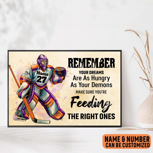 Ice Hockey Player Remember Poster – Personalized Wall Art For Son Dad Brother