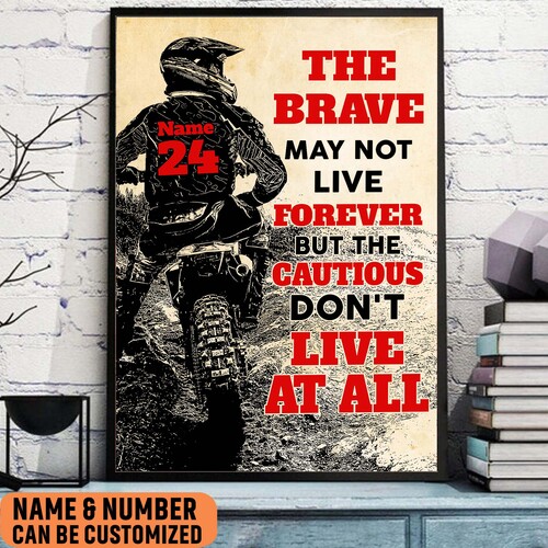 Personalized Cautious Don’t Live At All Motocross Poster, Gift for Motocross Rider