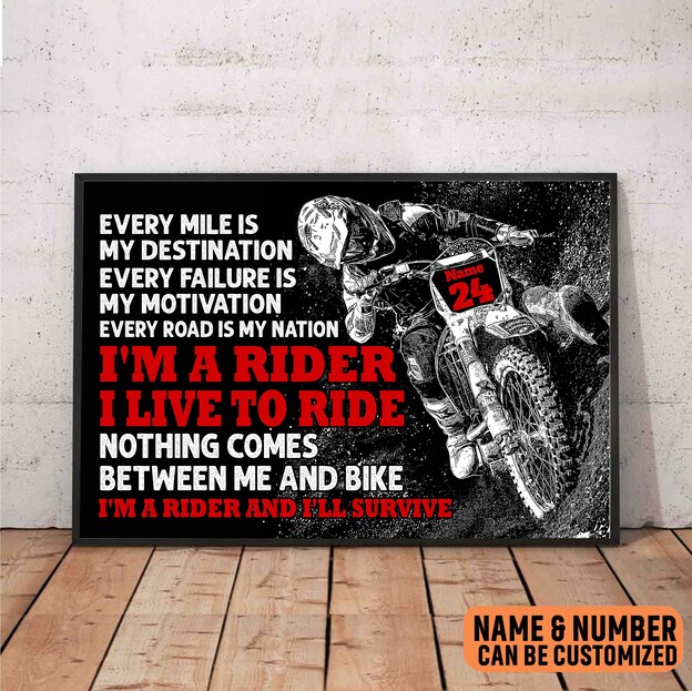 Personalized Every Mile Is My Destination Motocross Poster, Gift For Motocross Rider