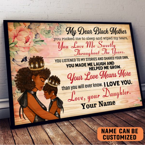 Black Mom Poster Best Gift For Mother’ Day, Personalized To My Queen And Princess