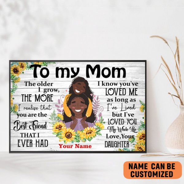 Personalized Black Mom And Daughter Sunflowers Poster Meaningful Gift