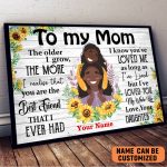 Personalized Black Mom And Daughter Sunflowers Poster Meaningful Gift