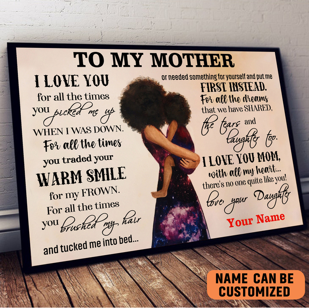 To My Mom Poster, To My Mother Poster, Black Mom, Birthday Gift For Mom