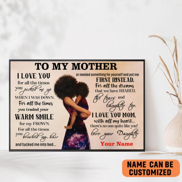 To My Mom Poster, To My Mother Poster, Black Mom, Birthday Gift For Mom