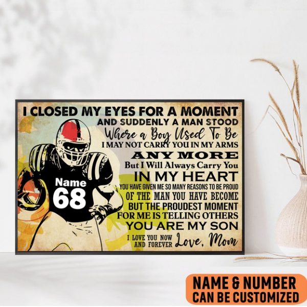 American Football Poster Meaningful Letter From Mom To Son Wall Art