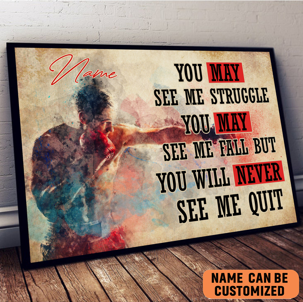 Never Quit Boxing Poster Boxing Training Room Decor Gift For Son Dad
