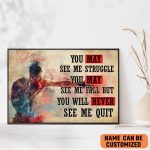 Never Quit Boxing Poster Boxing Training Room Decor Gift For Son Dad