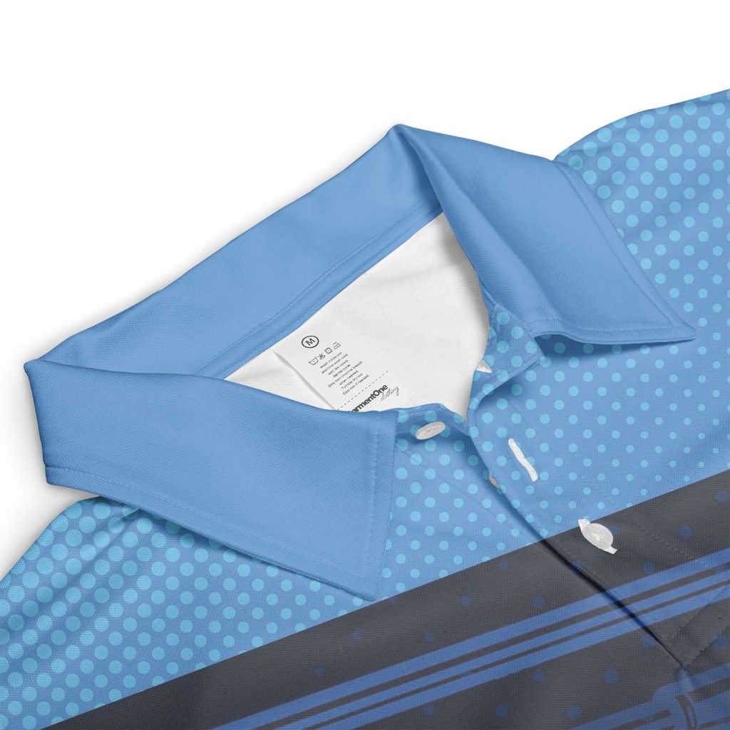 Golf Argyle Blue Fashion Version Polo Shirt Digital All Over Printed Dry Quick