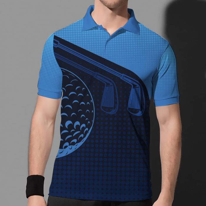 Golf Argyle Blue Fashion Version Polo Shirt Digital All Over Printed Dry Quick