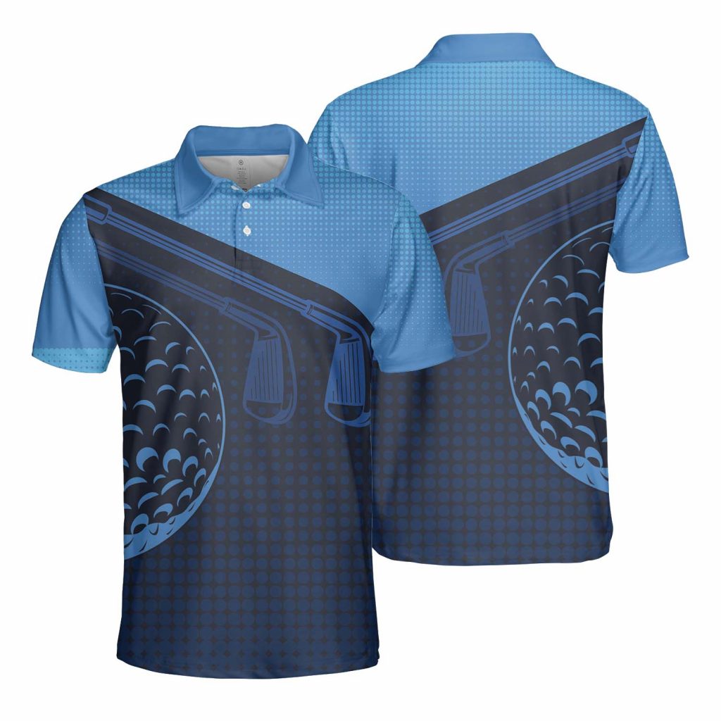 Golf Argyle Blue Fashion Version Polo Shirt Digital All Over Printed Dry Quick