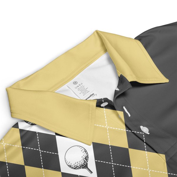 Golden Ver Golf Argyle Polo Shirt Premium For Men Love Running Tennis Golf Style