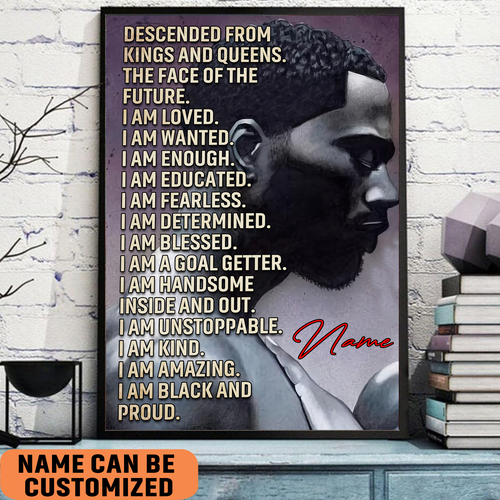 Black King Poster Black Art Affirmations Men Self-Care Gift African Husband Afro Son