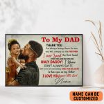 Personalized Black Dad Poster To My Dad Black Father And Black Little Daughter Wall Art