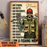 Powerful Brave Strong Fishing Men Motivated Poster Personalized Gift For Fishing Lover