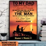Personalized Fishing Dad Poster, Loving Letter Dad & Son Fishing Lover Wall Art Gift