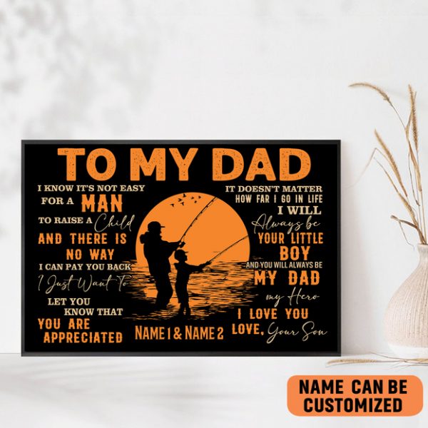 Personalized Fishing Poster, To My Dad Poster Gift to Dad On Father’s Day Family Art Decor