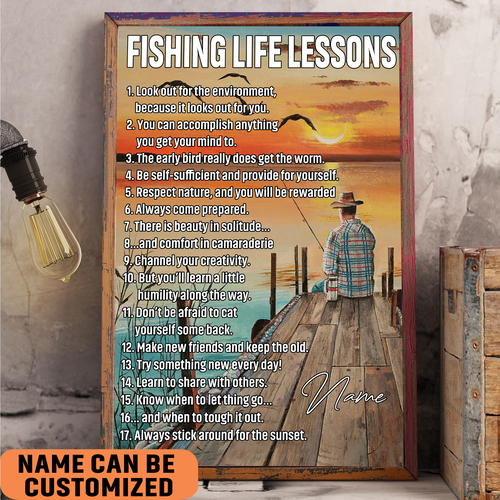 Fishing Life Lessons Poster, Custom Poster, Personalized Fishing Man Poster