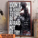 Spartan Don’t Be Afraid To Fail Be Afraid Not To Try Poster Personalized Inspirational Wall Art