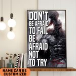 Spartan Don’t Be Afraid To Fail Be Afraid Not To Try Poster Personalized Inspirational Wall Art