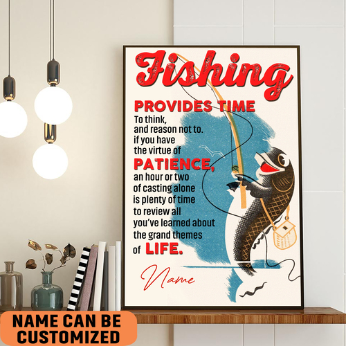 Fishing Provides Time To Think Poster Fishing Men Lake Life Lover Gift