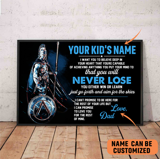 Personalized Spartan Poster To My Son Poster Print Wall Art Home Bedroom Mencave Decor