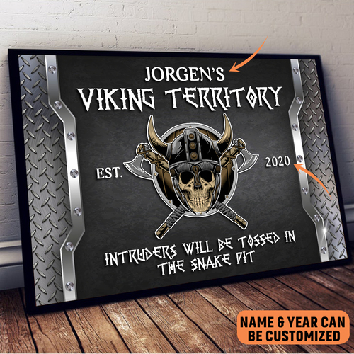 Gifts Personalized Viking Territory Poster Viking Warrior Motivational Wall Art
