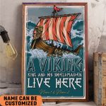 Personalized A Viking King And His Shieldmaiden Live Here Viking Couple Unframed Poster