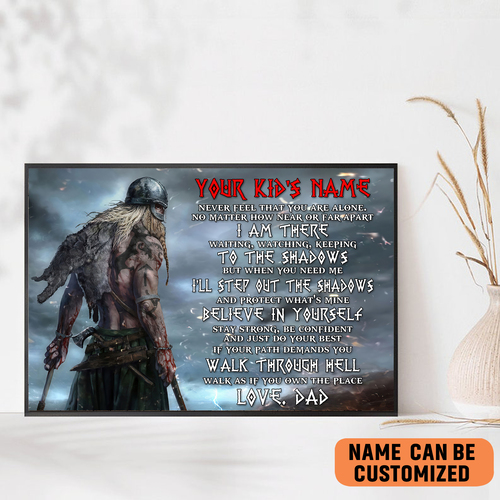 Viking Fighter Warrior To My Son Never Feel That You Are Alone Unframed Poster Personalized
