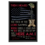 Veteran Boots Poster I Heard Here Am I Vintage Wall Art Independence Decor