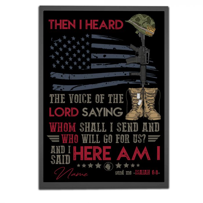 Veteran Boots Poster I Heard Here Am I Vintage Wall Art Independence Decor