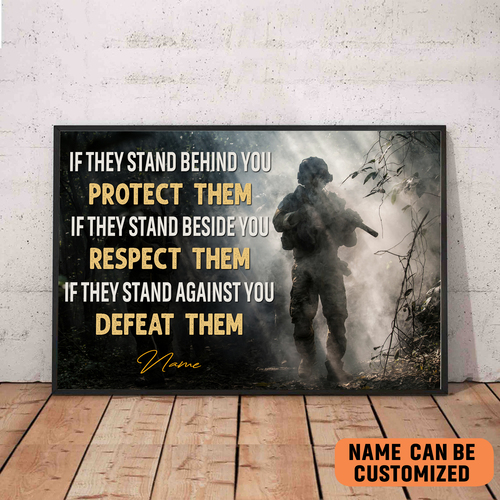 Old Veteran Poster – If They Stand Behind You, Protect Them Motivated Wall Art For Memories Day