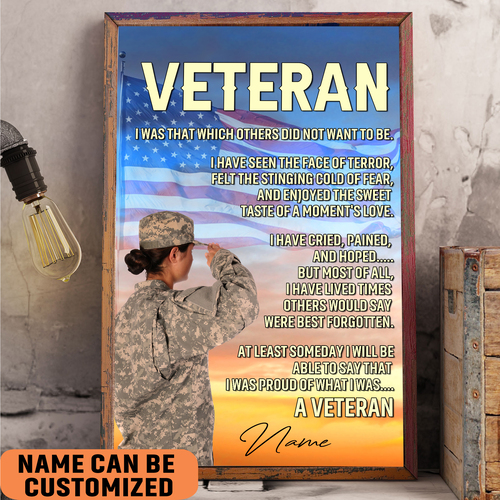 Veteran’s Creed I’m A America Veteran Poster Inspirational Gift For Army Soldiers Men Women