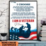 Veteran I Choose To Live By Choice Vintage Wall Art Poster Motivation Letter For Army Soldiers