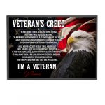 Veteran’s Creed I’m A America Veteran Poster Inspirational Gift For Army Soldiers Men Women