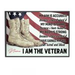 Veteran Army Miliraty Poster Earning The Skills With Sweat And Blood With Freedom Flag Wall Art