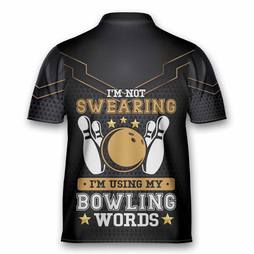 Custom Name I’M Not Swearing My Bowling Word Bowlering Zipped Polo Jersey