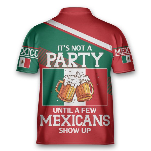 Beer Mexico It’s Not A Party Until Mexicans Show Up Bowling Zipped Polo Jersey
