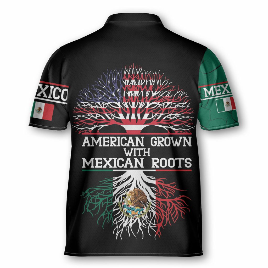 Personalized Mexico American Grown With Mexican Roots Bowling Jersey Polo