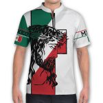 Mexico Jesus One Nation Under God Mexican Flag Bowling Jersey Polo