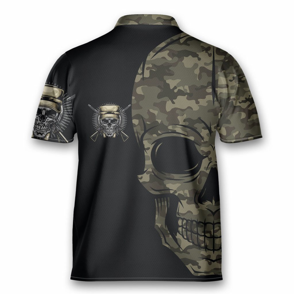 Us Army Digital Camo Skull Custom All Over Print Casual Polo Bowling Jersey