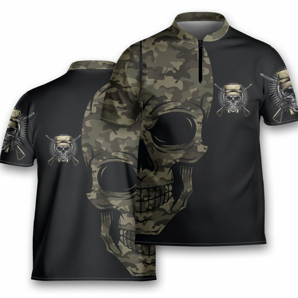 Us Army Digital Camo Skull Custom All Over Print Casual Polo Bowling Jersey
