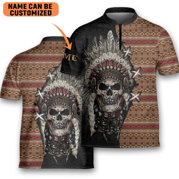 Skull Native American Customize Name Polo Bowling Jersey