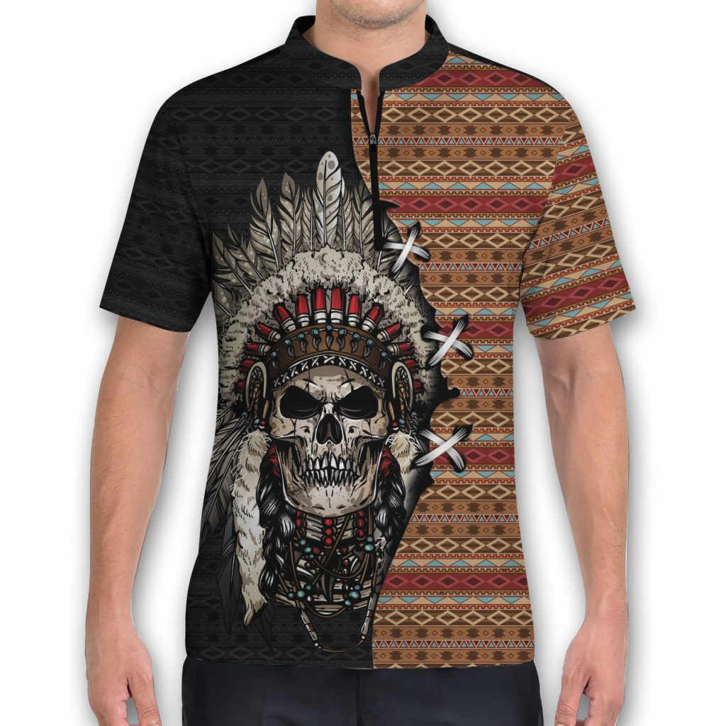 Skull Native American Customize Name Polo Bowling Jersey