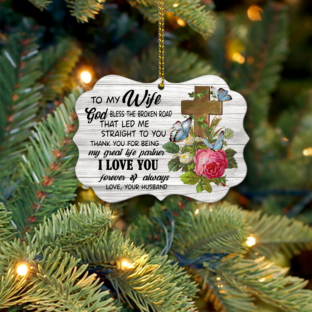 Thank You For Being My Great Life Partner Wooden Christmas Tree Ornament