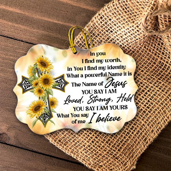 In You I Find My Worth Sunflower Cross Wooden Ornaments Christmas Tree Hangging