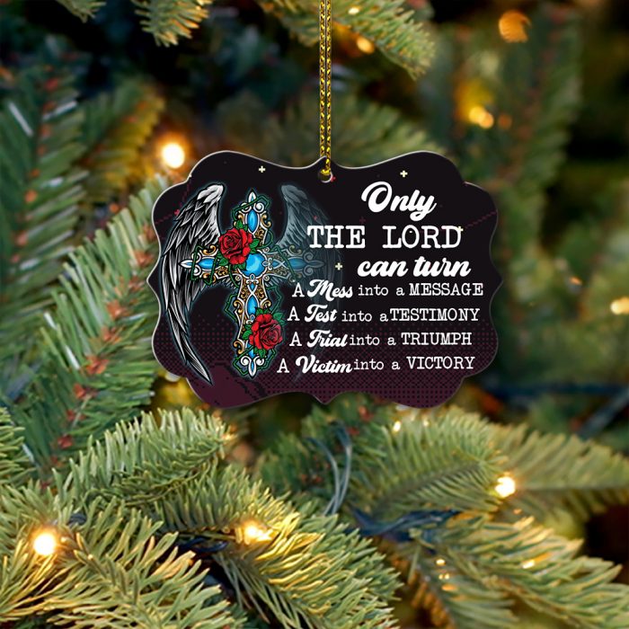Only The Lord Can Turn Cross With Wings Wooden Ornament Christmas Gift