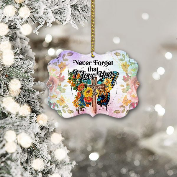 Floral Buterflies with Cross Never Forget That I Love You Wooden Ornaments