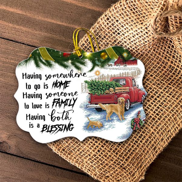 Red Truck Farmhouse Home Family Blessing Wooden Ornaments Christmas Tree Hangging
