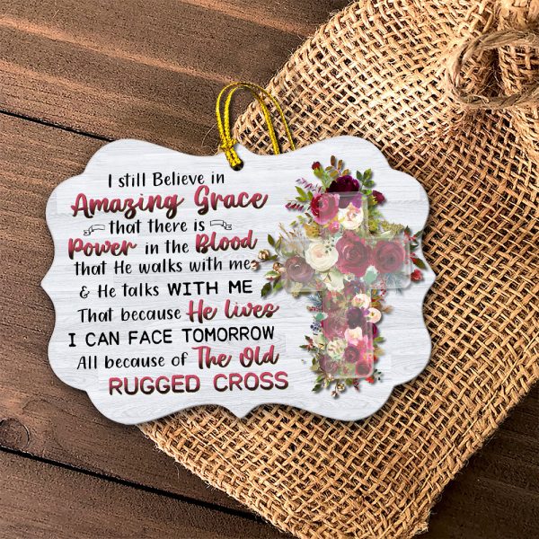 I Still Believe In Amazing Grace Floral Cross Wooden Ornaments Christmas Gift